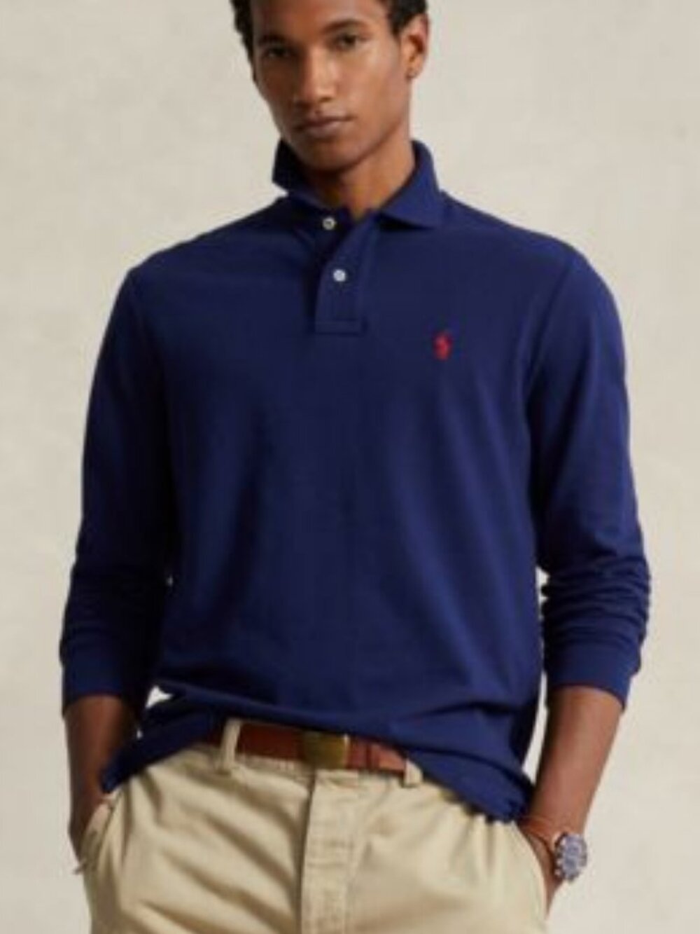 Polo by Ralph Lauren Long-Sleeve Polo, Classic Fit, Navy Blue, size XL